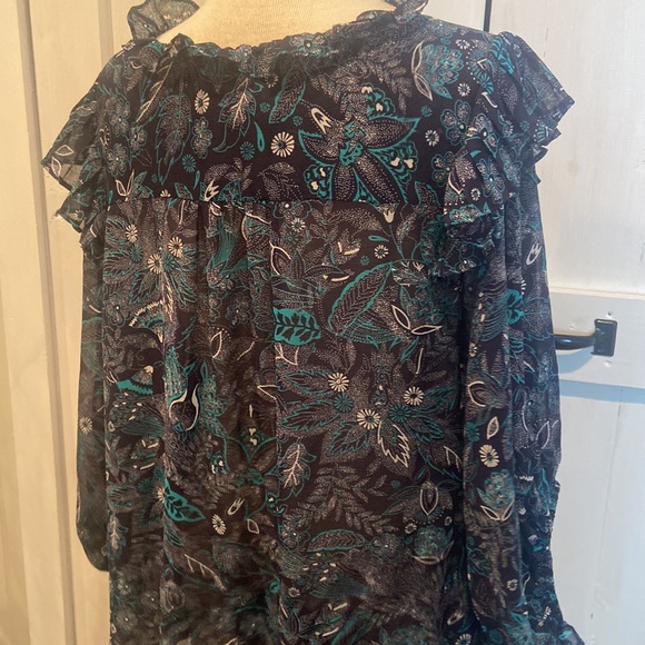 By Anthropologie Haida Blue Floral Sheer Blouse - Picture 5 of 7